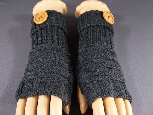 Guantes Sin dedos Dk Gris Dk Envíos Mensajes Abiertos Pulgar Botón Tejido Brazo Calentadores - Imagen 4 de 6