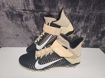Men's 15 Nike Alpha Menace Pro 2 Mid Black Gold Football Cleats BV3945-700