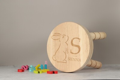 Personalised Wooden Milk Stool Engraved Baby Child Boy Girl Gift