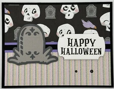 Stampin’ Up! Skulls & Tombstones Halloween Card Kit, Set of 5, DSP Dots Die Cuts