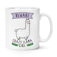 Beware VerrüCkte Lama MäDchen 284Ml Becher Tasse - Lustig Alpaca Tier Haustier