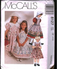 8127 Vintage McCalls SEWING Pattern Girls 1990s Loose Fitting Dress Pinafore FF