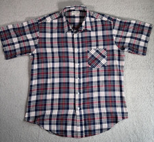 Vintage Sears The Men  s Store Short Sleeve Plaid Shirt Size Large Windowpane