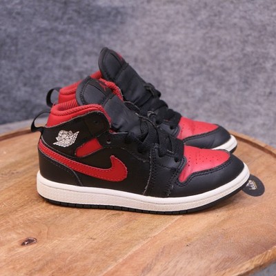 Nike Air Jordan 1 Mid Bred Black Red Toddler PS Size 12C Shoe Sneaker DQ8424-067