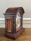 VINTAGE 1976 SCHMECKENBECHER GERMAN MOON PHASE MANTEL CLOCK WORKING W/ KEY & TAG — photo 10