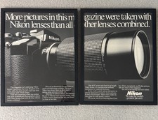 Vintage Nikon Camera Lens Framed Magazine Print Set Original Photography Decor