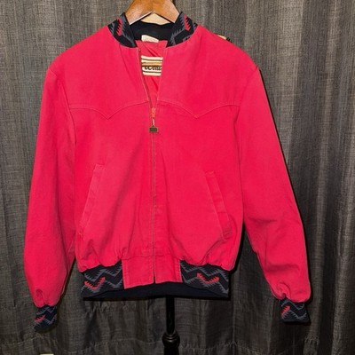 Vintage 90's Walls Jacket Coat Mens MED Red South Western Full Zip Aztec Trim A
