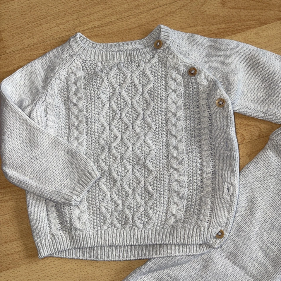 C&A Strickset Set Hose Pullover Gr. 68 grau Warm Pulli Baby Wickelpulli Winter  - Bild 4 von 4