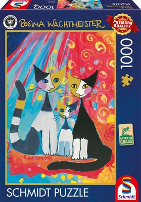 Glückliche Katzenfamilie | Puzzles Rosina Wachtmeister 1.000 Teile mit Go*dfolie
