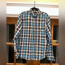 EUC Cedar Wood State Size Medium Men's Blue Button Up Plaid Shirt