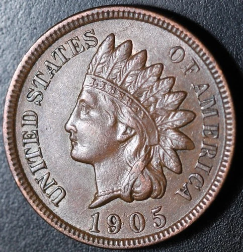 1905 INDIAN HEAD CENT - With LIBERTY & 4 DIAMONDS - AU UNC