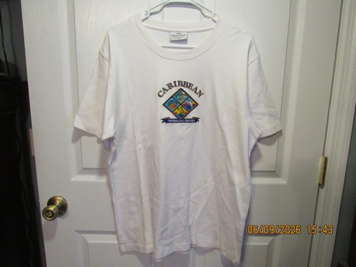 Womens Princess Cruises Shirt Top Blouse Caribbean Embroidered Medium M White