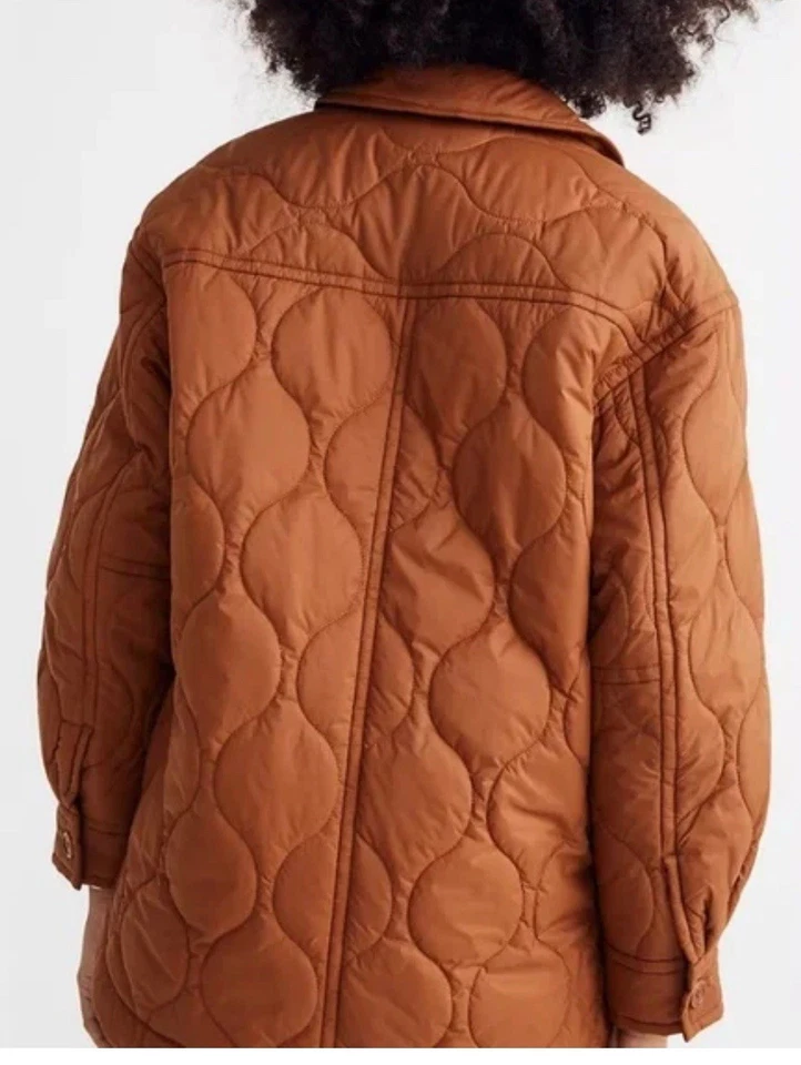 Madewell воздуха Puff выстеганная рубашка куртка теплый кофе ржавчины оранжевый XL новый с Ярлыками пальто - Изображение 3 из 4
