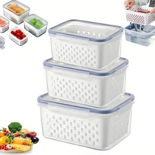 3Pcs Fruit Storage Containers for Fridge, Food Storage Box for Fruits Vegetables