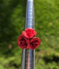 Red Enamel Rose Ring Gold Tone Size 5 Flower Bouquet Valentines