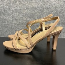 Naturalizer Brenta Heeled Sandal 9M Nude Strappy Dress Open Toes Platform