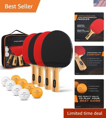 Professional Quality 4-Player Ping Pong Set with Ultra-Smooth Grip Handles