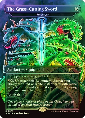 MTG FOIL Sunforger(The Grass-Cutting Sword) (Usagi Yojimbo) Borderless - Secret