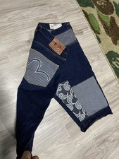 Evisu Logo Blue Denim Jeans Shorts Y2K Japanese Shorts Men s Size 36