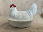 Vintage 1950 Westmoreland Nesting Hen Covered Dish Milk Glass Art Decor 7.5"