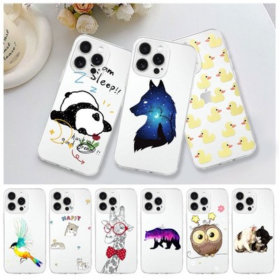 Case For iPhone 17e 16 15 14 Pro 13 Animal Pattern Clear Phone Shockproof Cover