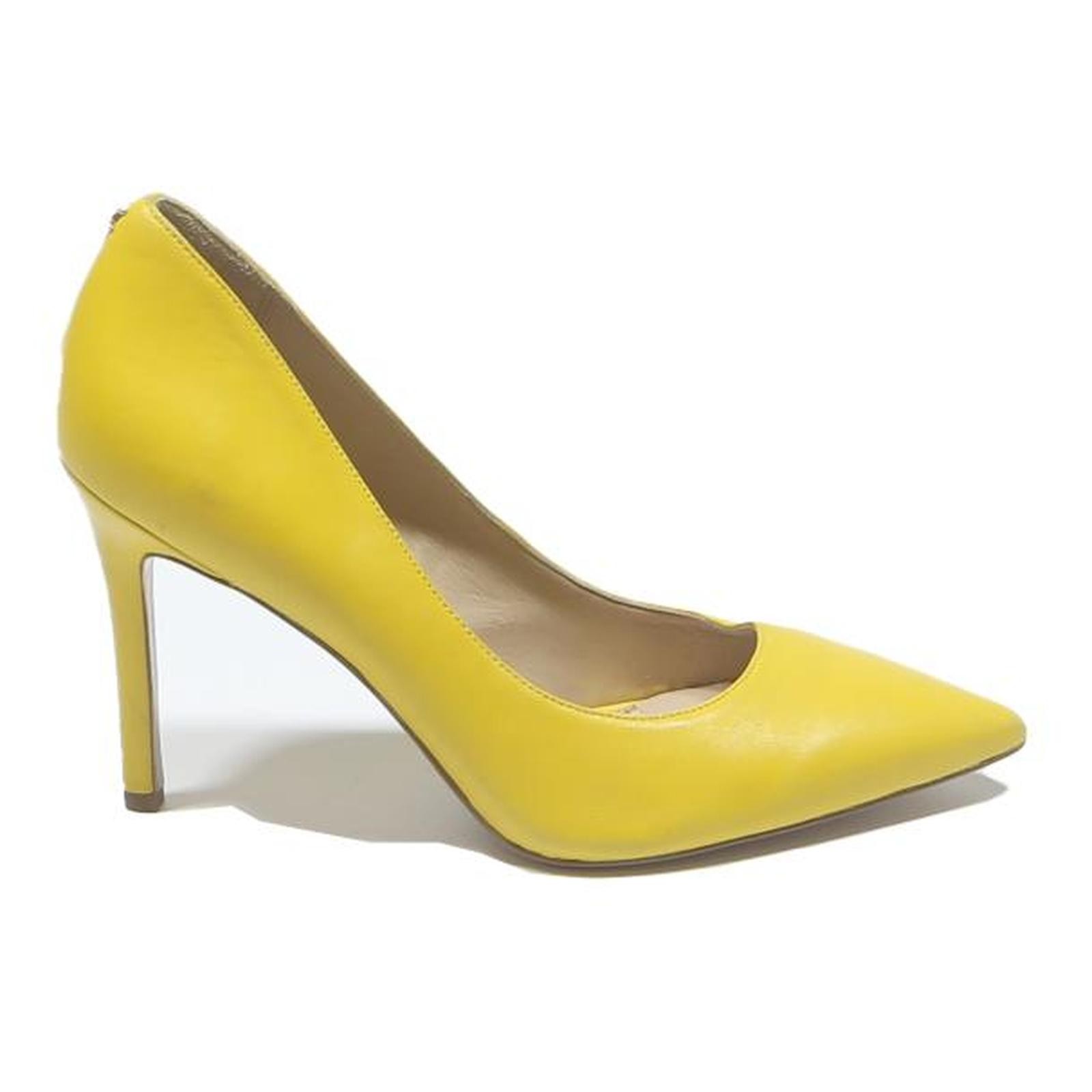 SAM EDELMAN Hazel Womens Yellow Leather High Heel Pumps UK 7 Classic Elegant