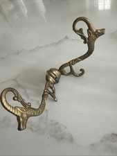2 CHINESE DRAGON Old Wall Mount Swivel Hook Hanger Bracket Lamp Brass Hardware