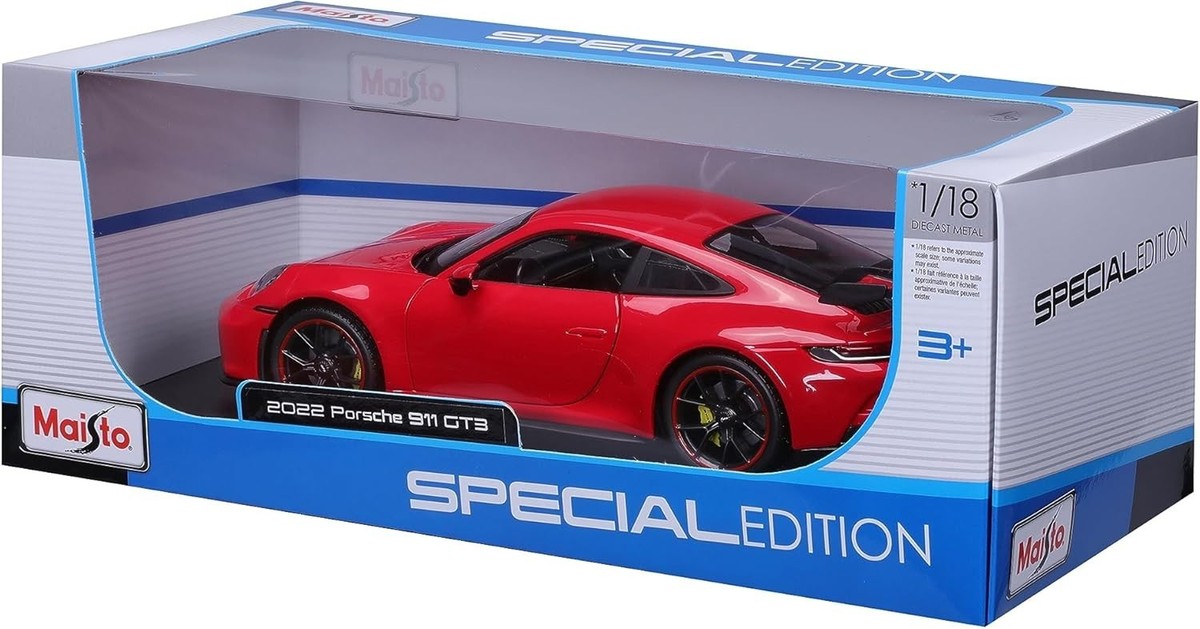 NIB Maisto 31458 Porsche 911 GT3 Red Diecast Model Car 1/18 Scale
