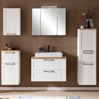 Badset Weiß Waschtisch Midischrank Spiegelschrank HäNgeschrank Unterschrank