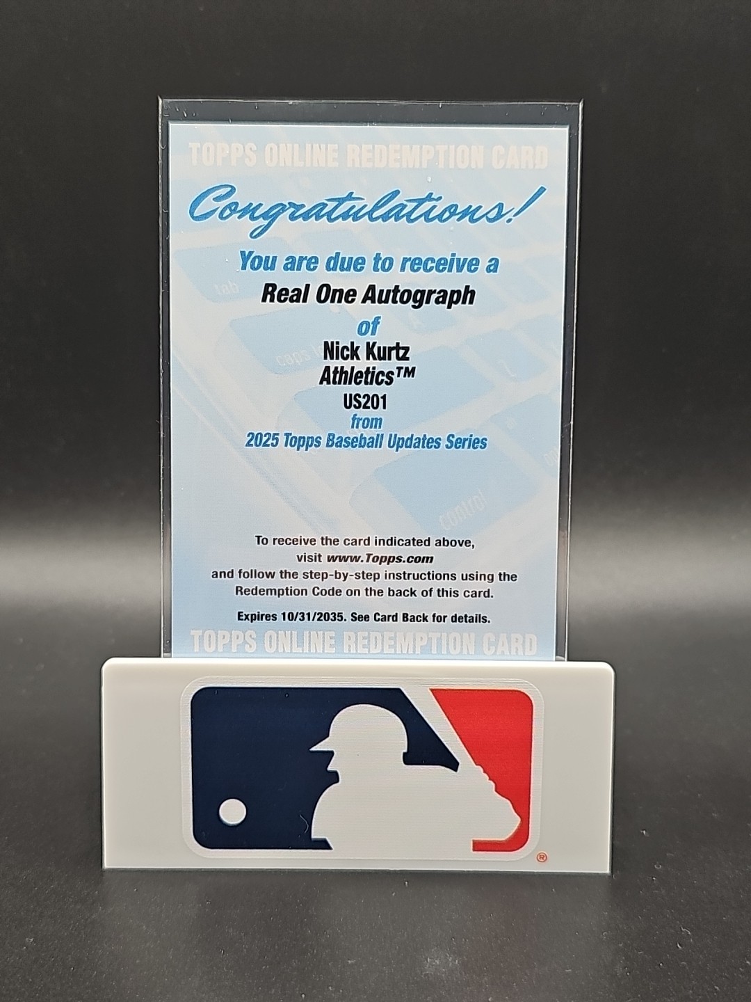 2025 Topps Update Baseball NICK KURTZ RC Rookie REAL ONE AUTO Redemption ROY
