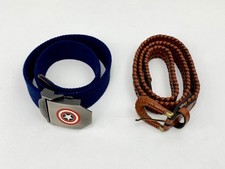 Lot of 2 Child's Belt - Size Medium M Large L Captain America Leather Braided