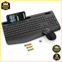 Tastatur Maus Set Kabellos Ergonomische Handballenauflage Schwarz