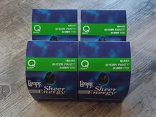 Leggs (L'eggs) Sheer Energy Pantyhose Navy Size Q Sheer Panty Sheer Toe 4 Pairs