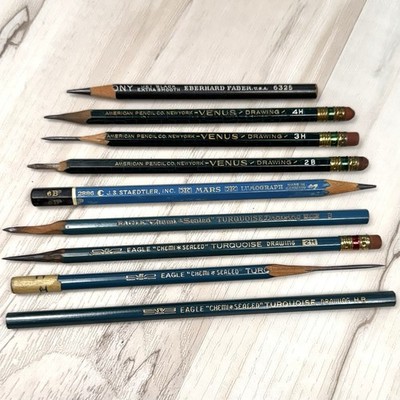 VTG Lot 9 JS Staedtler Eagle Venus Eberhard Faber DRAWING Drafting PENCILS Used
