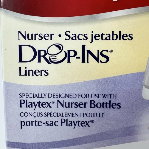 Playtex Baby Bottle Drop-Ins Nurser Plastic Liners 8oz -10oz 50 Count Sealed NEW - Picture 3 of 10