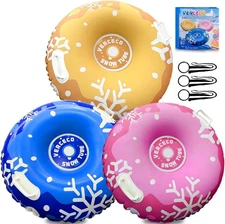 1/3 Packs Snow Tube Inflatable Sleds for Kids Snow Tubes for Sledding Heavy Duty