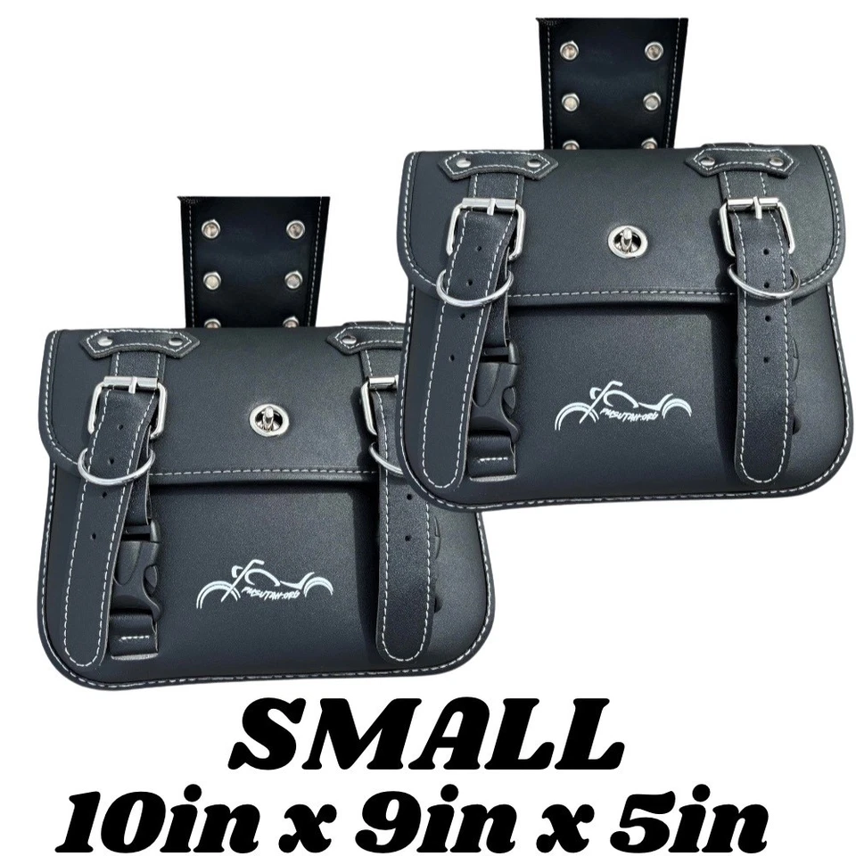 Motorcycle Saddlebags Cup Holder Saddle Panniers Rear Side Bags Black Pair Locks - Image 2 of 4