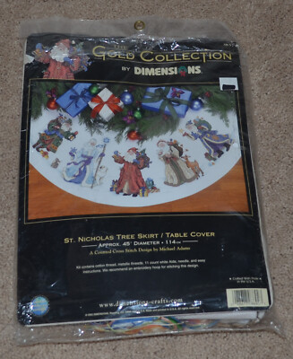 Dimensions Gold Collection St. Nicholas Tree Skirt / Table Cover 8692 Ultra Rare