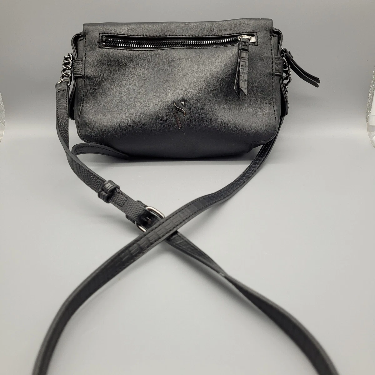 Simply Vera Vera Wang Graphic Solid Black Crossbody Bag One Size