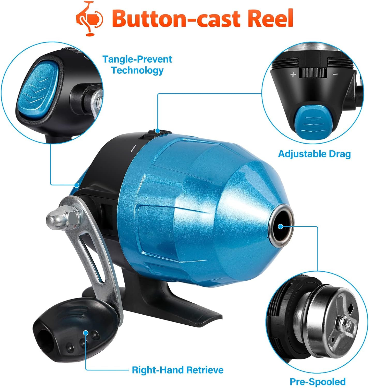 Kids Fishing Pole with Spincast Reel Telescopic Fishing Rod Combo Full