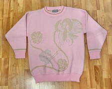 Vintage Adele Knitwear Sweater Pink Gold Silver Pastel Made in USA Size Small