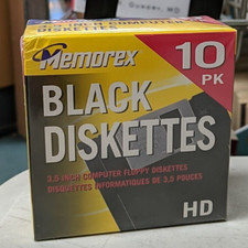 Memorex 10 Pk Black 3.5 Inch Diskettes New Sealed