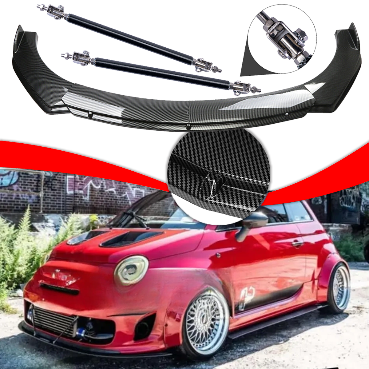 Nissan R35 GT-R Carbon Fiber Front Bumper Lip & Strut Rods