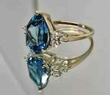 2.Ct Lab-Created London Blue Topaz Diamond Wedding Ring 14K Yellow Gold Plated
