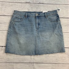Old Navy Jean Skirt sz 16 Denim 17.5" Length Light Wash Raw Hem Women's New NWT