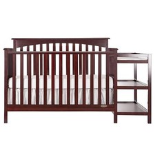 Dream On Me Chloe 5-in-1 Convertible Crib and Changer, Cherry, Twin Size.