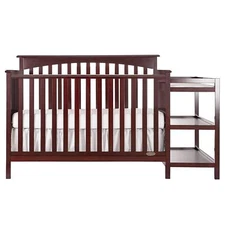 Dream On Me Chloe 5-in-1 Convertible Crib and Changer, Cherry, Twin Size.