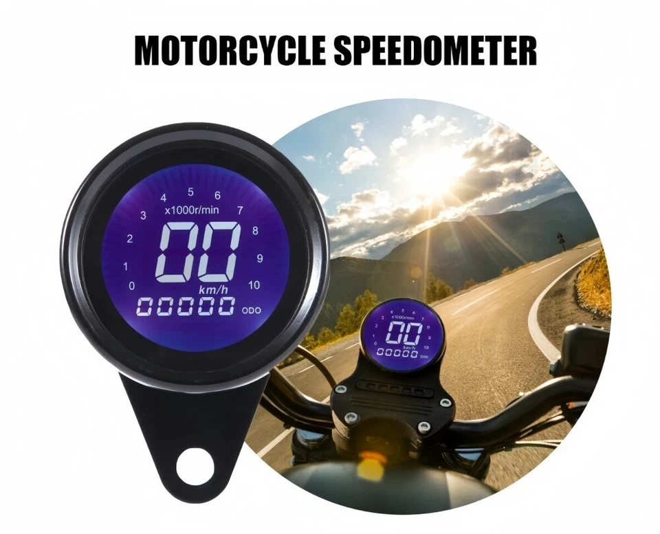 Medidor velocímetro moto retroiluminación LED doble odómetro 0-160 KMH para Harley Foto 2 de 4