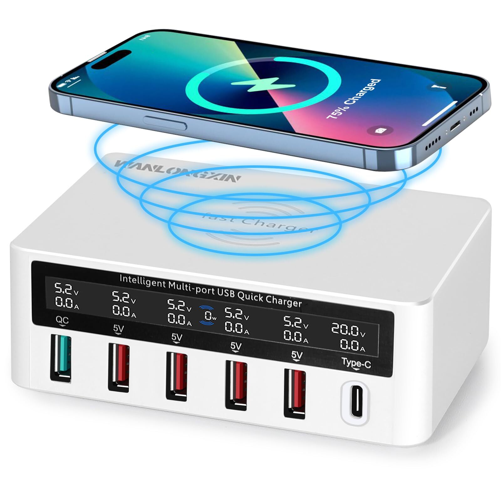 100W 6-Port USB Charging Station with Fast Charging for Multiple Devices-image
