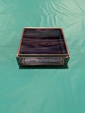 Stained Glass Purple/Lavender Trinket Box with Beveled Clear Glass Sides